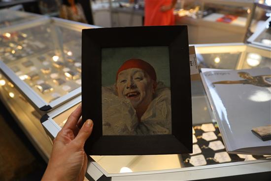§ Armand Henrion (1875-1958) Clown laughing 7 x 5.5in.